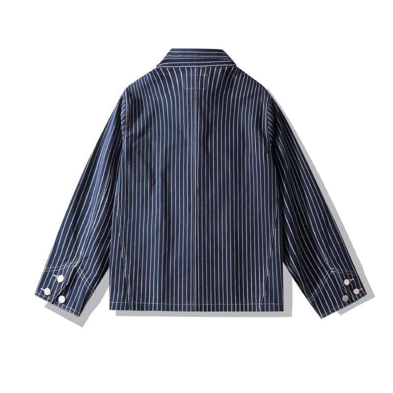 OKONKWO Outdoor Workwear Jacket Aramaic WABASH Striped Denim Multi Pocket Motorcycle Blouse Travel Climbing Hiking Camping Shirt