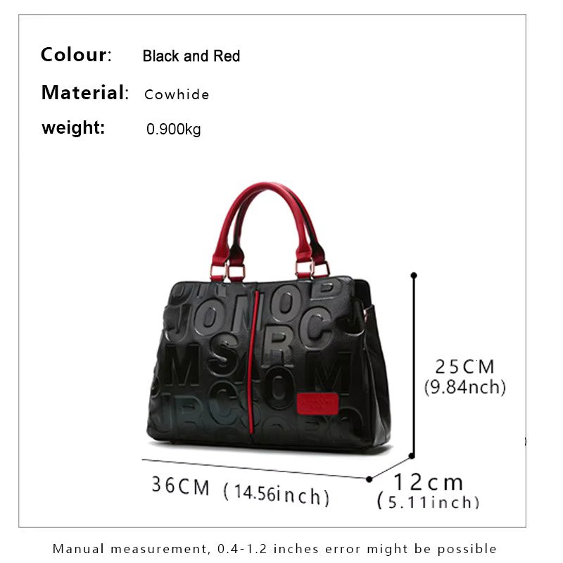 Aidrani 2024 Genuine leather New High Quality Cowhide Women's Handbag Fashion Letter Printed Large Bag