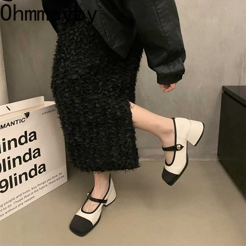 Designer Square Toe Women Mary Jane Shoes Fashion Shallow Mix Colors 2025 Spring Square Heels Party Dress ShoesC250117