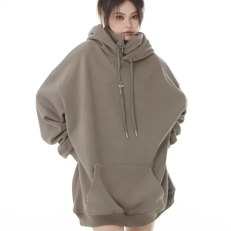 Streetwear Black Hoodie Men Women Oversized Harajuku Vintage Pullovers Korean Fashion Goth Aesthetic Sweatshirts Spring Autumn 250206