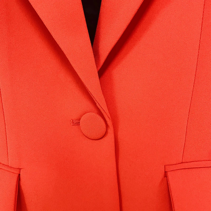 HIGH QUALITY Fashion Blazer Suit Set Womens Single Button Red Blazer Flare Pants Suit 250206