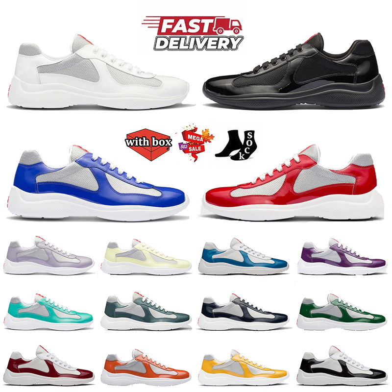 Fashion Women Mens Designer casual America's Cup Running Shoes patent Leather Italy Brand black white blue red green Sneakers Mesh Handmade Runners Sports Trainers