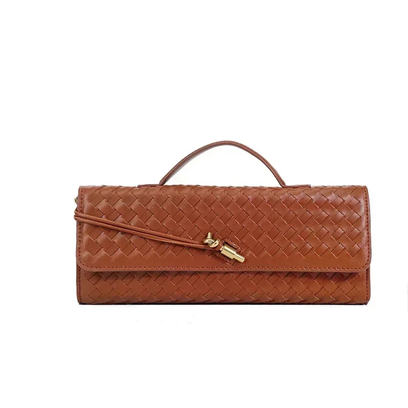 Pu Leather Single Shoulder Evening Party Handbag Crossbody Bag New Hand-Woven Soft Handbags For Women Gender Neutral