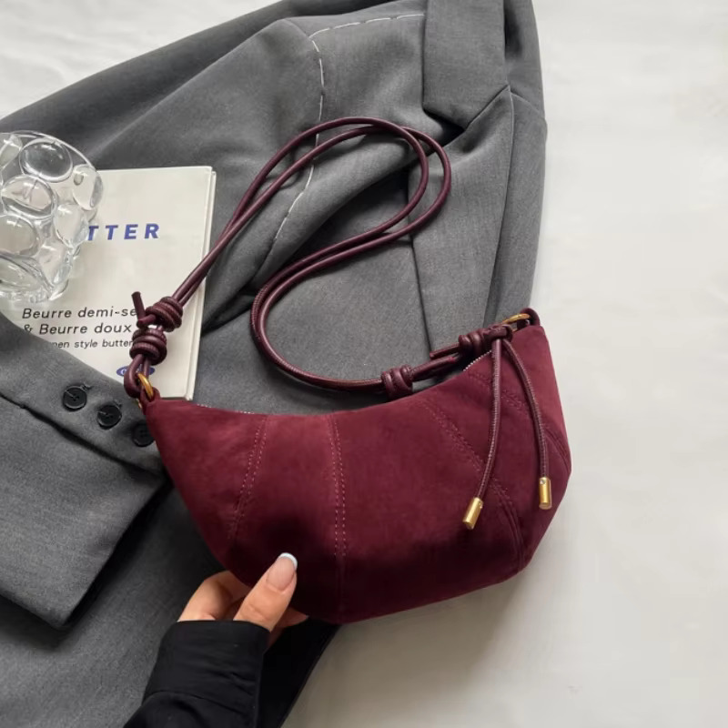 Veet Material Zipper High Quality Shoulder Solid Color Simple Fashionable Crossbody Bag Soft Western Style Handbag PU Cartoon