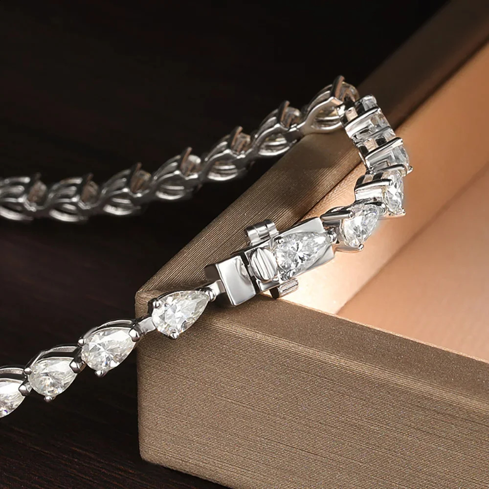 3*5mm Pear Cut All Diamond Tennis Bracelet For Women S925 Silver Plated White Gold Waterdrop Shape Jewelry with GRA 250121