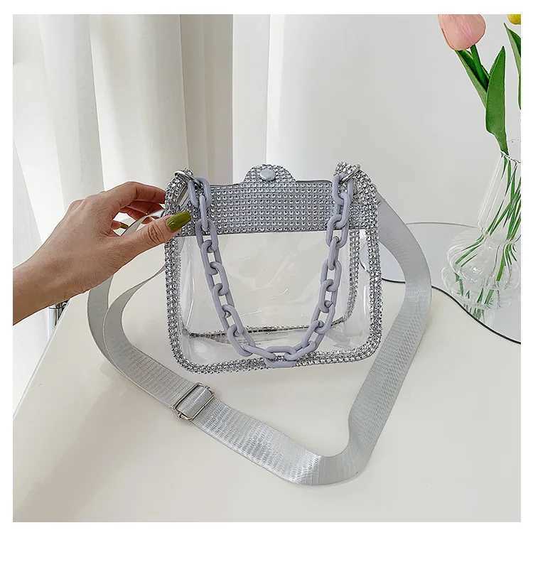 Clear Bag for Wen PVC Transparent Clear Shoder Crossbody Bag Chain Purse Handbags Stadium Approved Sahel Bag Gift Y250205