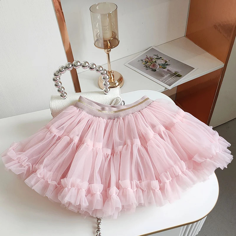 Baby Girls Tutu Skirt Fluffy Children Ballet Kids Pettiskirt Baby Girl Skirts Princess Tulle Party Dance Mesh Cake Skirts 250206