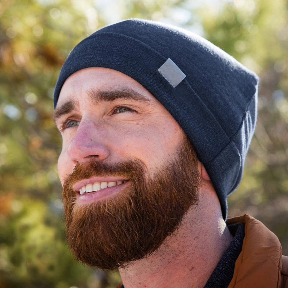 Unisex Merino Wool Cuff Beanie Hat 100% Merino Wool Ridge Cuff Wool Beanie 2 Layer Warm Wool Hat Men Women Beanie Cap Gift 250120