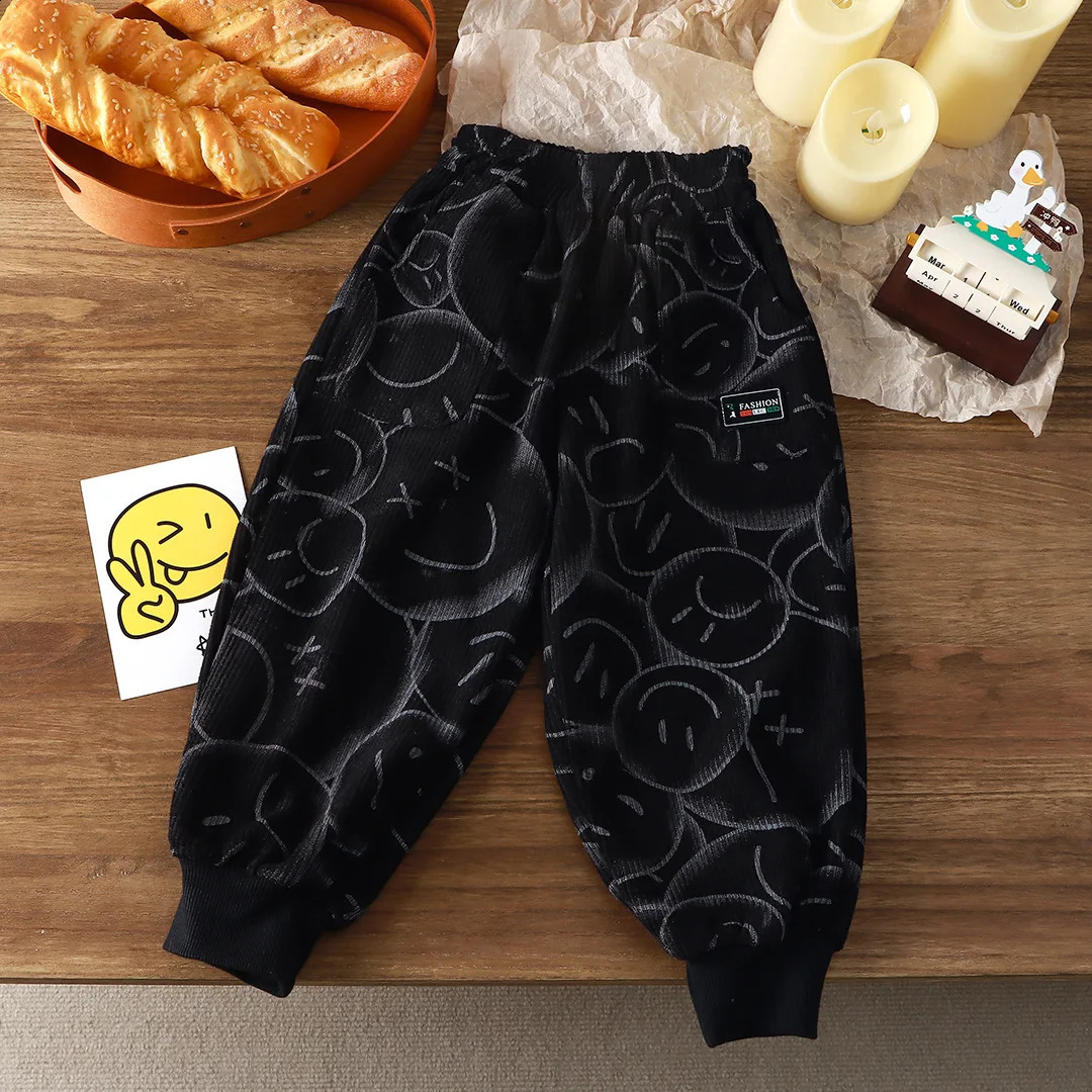 Spring Autumn Kids Girls Pants Cotton Floral Printed Loose Elastic Waist Toddler Trousers Children 250117