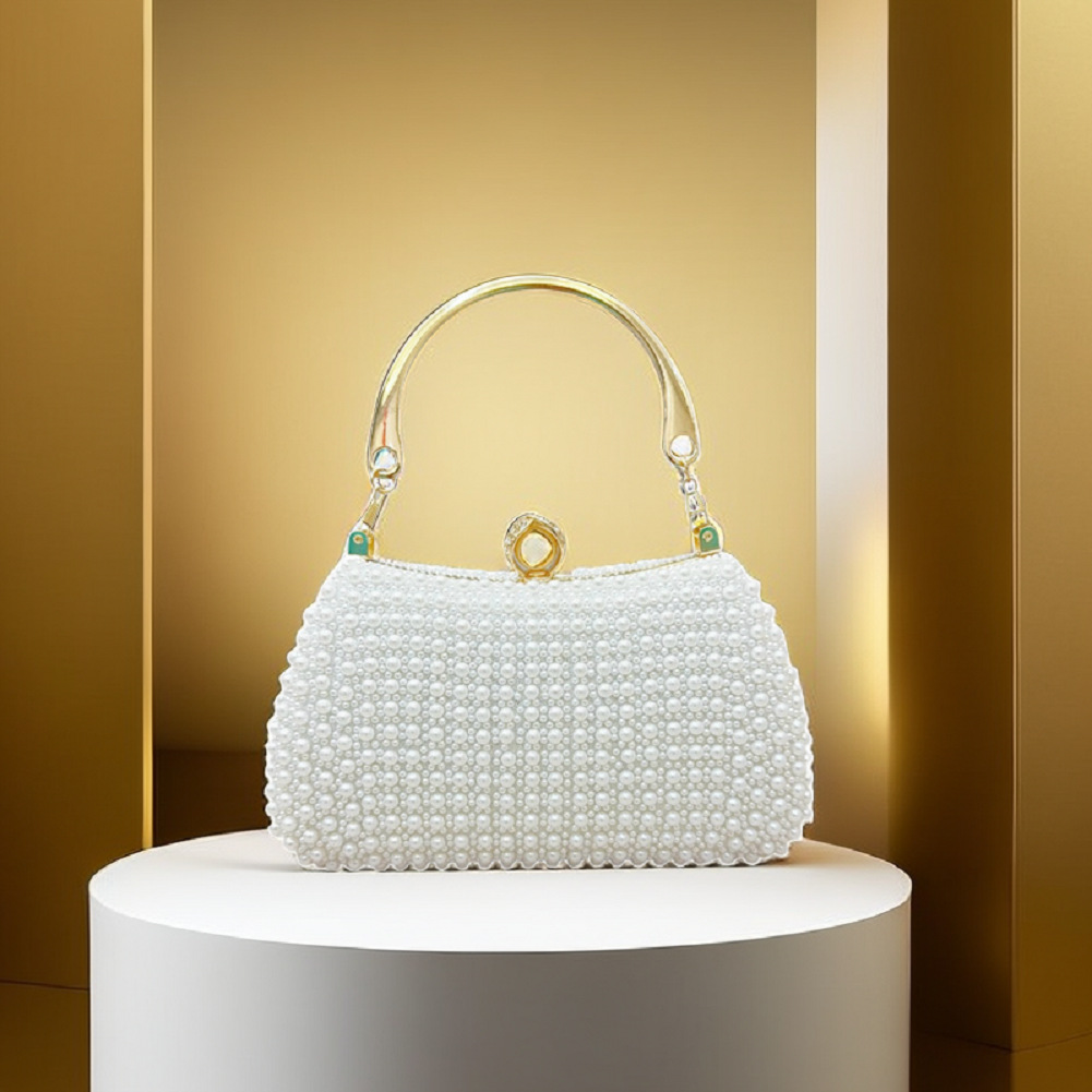 Chic Pearl-Adorned Evening Handbag Perfect Accessory for Birthday Banquets and Bridal Events