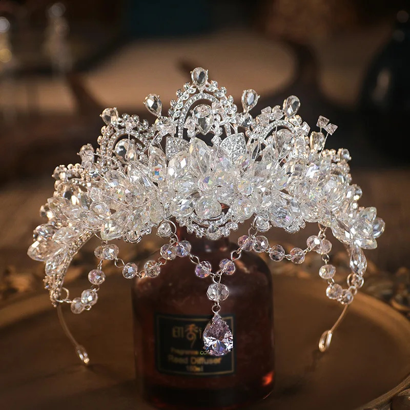 KMVEXO Baroque Crystal Bridal Tiaras Cubic Zircon Crown Rhinestone Pageant Diadem Headpieces Wedding Hair Accessories 250107