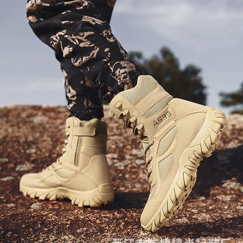 Fashion Men High Top Boots Outdoor Desert Tactical Boot Non-Slip Platform Hiking Boots for Men Jungle Combat Boot Big Size47Bota 250120