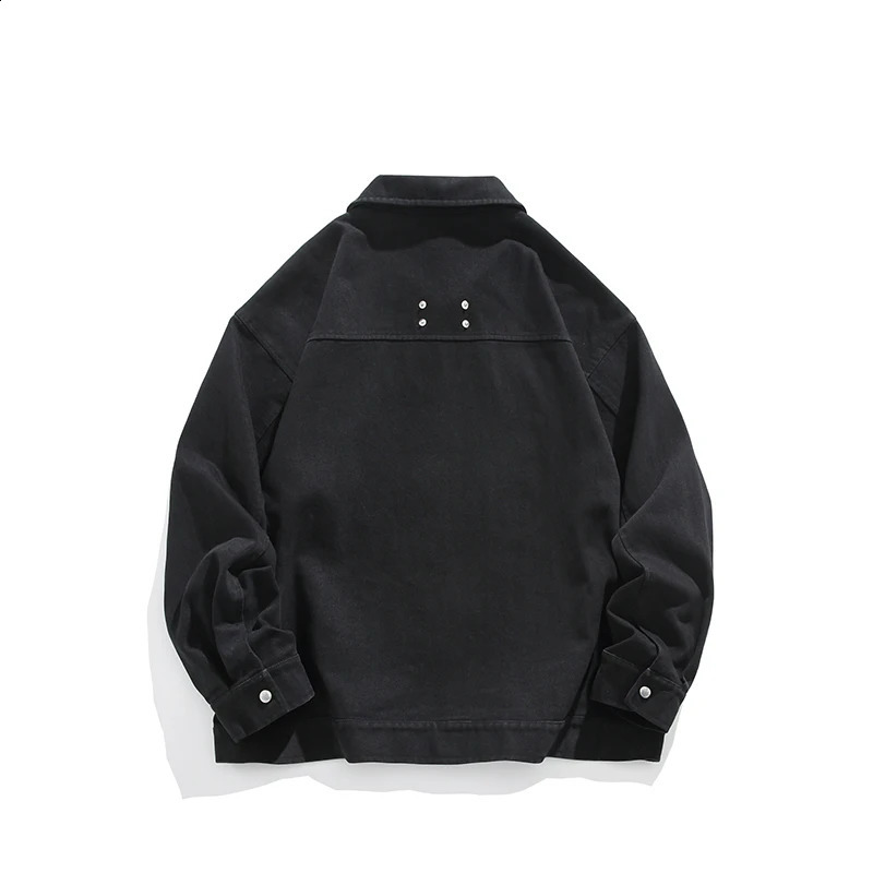 Autumn Mens Black Denim Jackets Hip Hop Revit Zipper Jeans Coat Cotton Casual Quality Male Clothing 250206