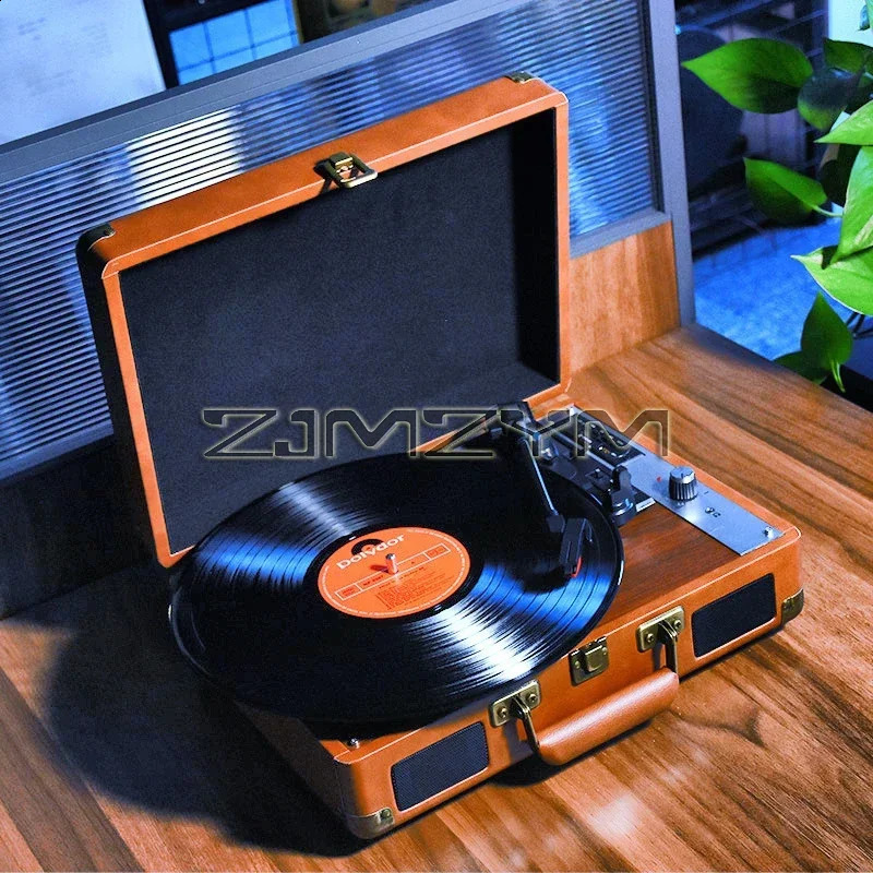 Retro portable handheld vinyl recording player turntable three speed adjustable Bluetooth 5.0 cube audio output tocadiscos 250113