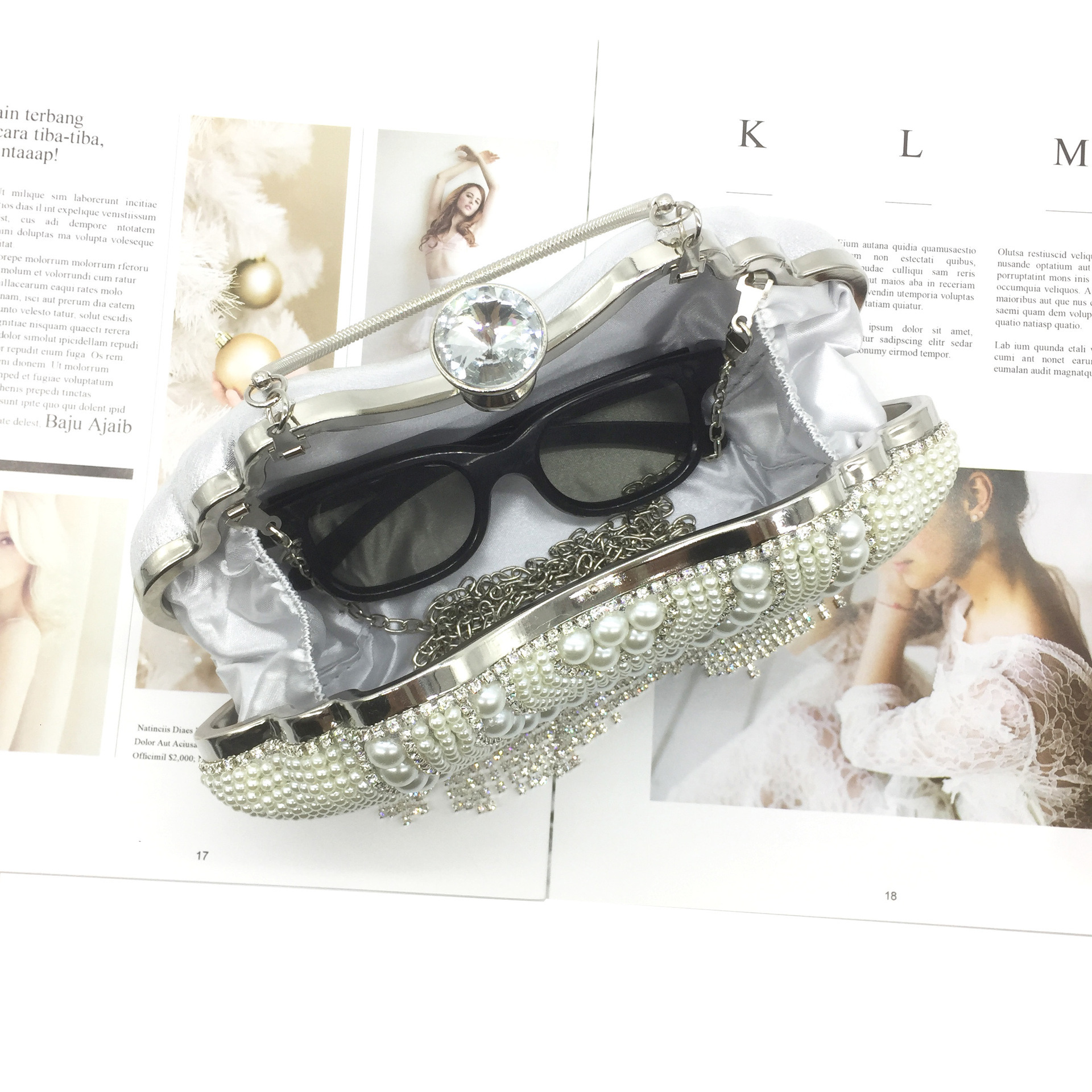 New Tassel Handmade Dinner Women's Diamond Inlaid Fashionable Evening Dress Bag, Handbag, Makeup Bag