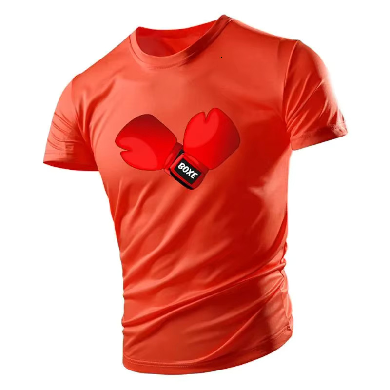 Red Boxing Gloves Graphic Gym T Shirts For Men Fashion Summer Fitness 3D Printed T-shirt Loose Quick Dry Breathable Sports Tees