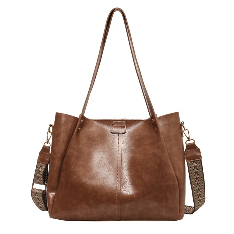 Bag Commuter Splicing Oil Leather Armpit Women's 2025 Winter Fashion Tote Large Capacity Shoulder Bag