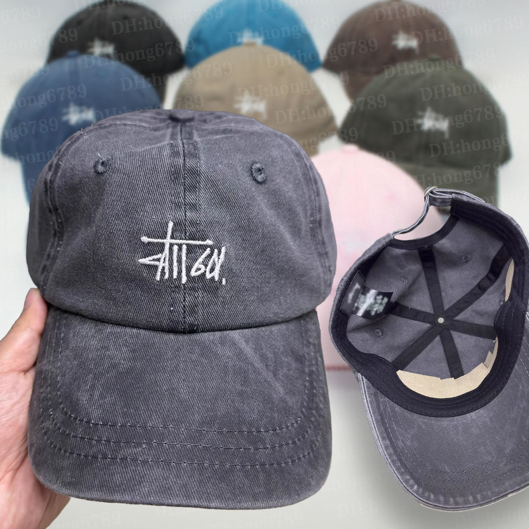 Stussyi baseball cap embroidered signature logo American street fashion hat designer retro old trucker hat classic canvas duckbill cap washable