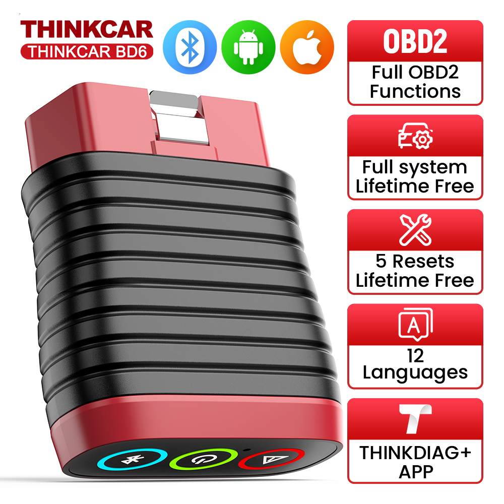 MUCAR THINKCAR BD6 Bluetooth Scanner Car Diagnostic Tool OBD2 Scanner All Cars Full System 5 Reset Free Diagnosis Code Reader