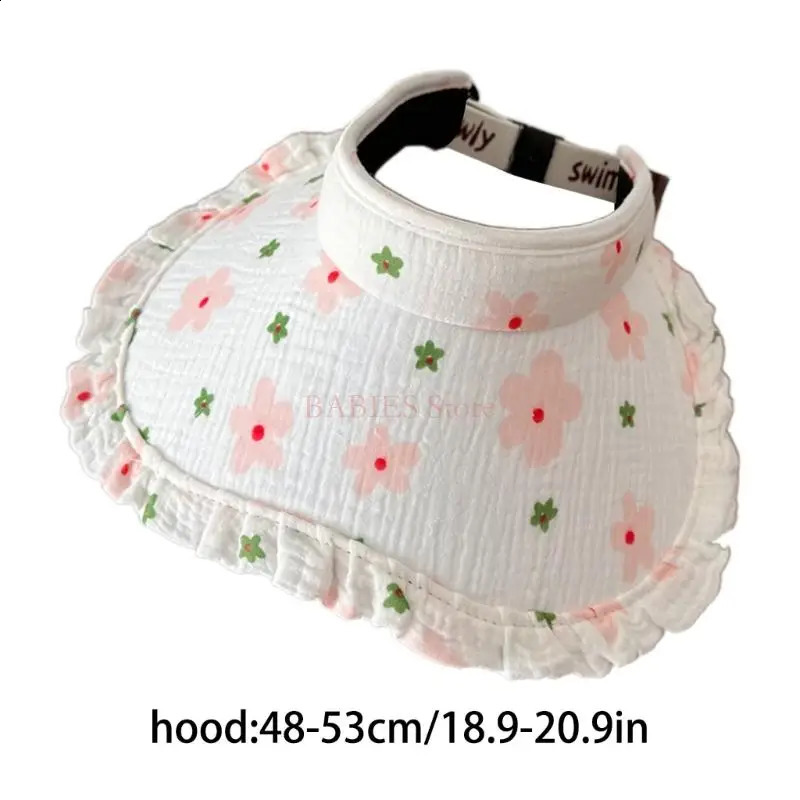 C9GB Sun Hat for Kids Girl Summer Hat with Flower Print Roll Up Sun Visor Hat Wide Brims Breathable Beach Caps Adjustable Hat 250206