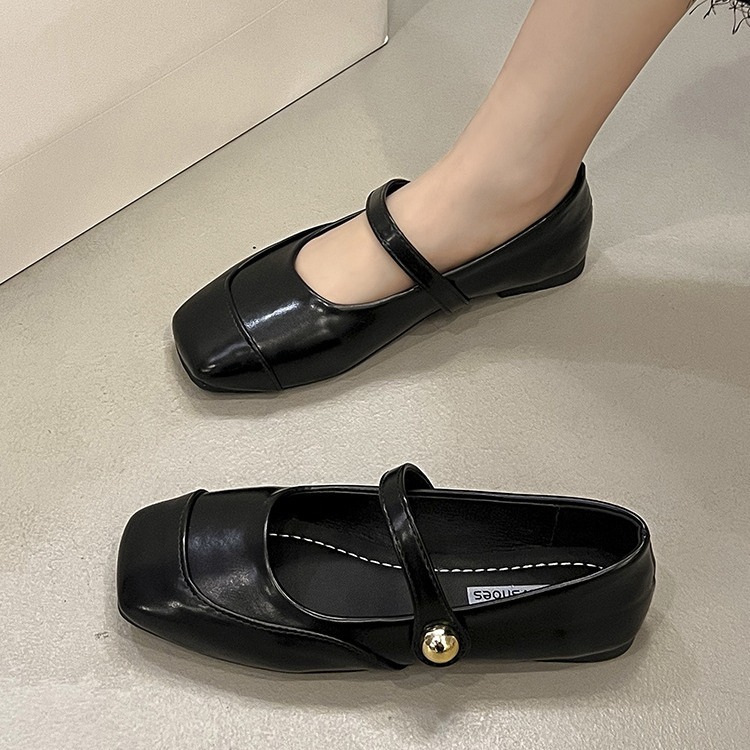 Women Casual Shoes Flat Bottom Square Toe Fashion Simple Style Versatile Mary Jane Shoes Triple Black Brown Free shipping