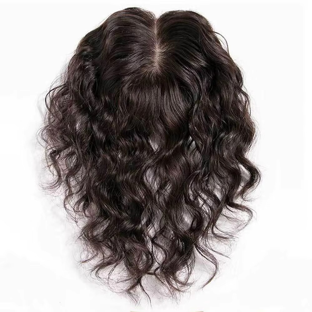 Natural curly Clip in Silk Top Base Topper For Women 15x16 CM Long European Wavy Virgin Human Hair Topper Hair Piece for Thinning Hair