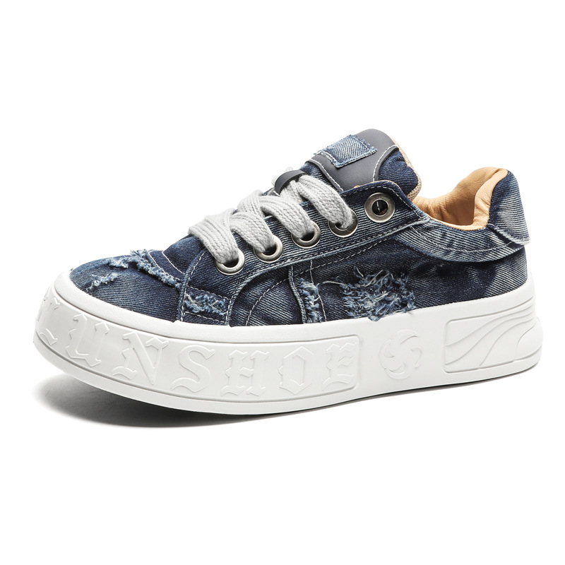 Men Casual Shoes Fashion Design Versatile Trendy Print Triple Black Blue Free shipping