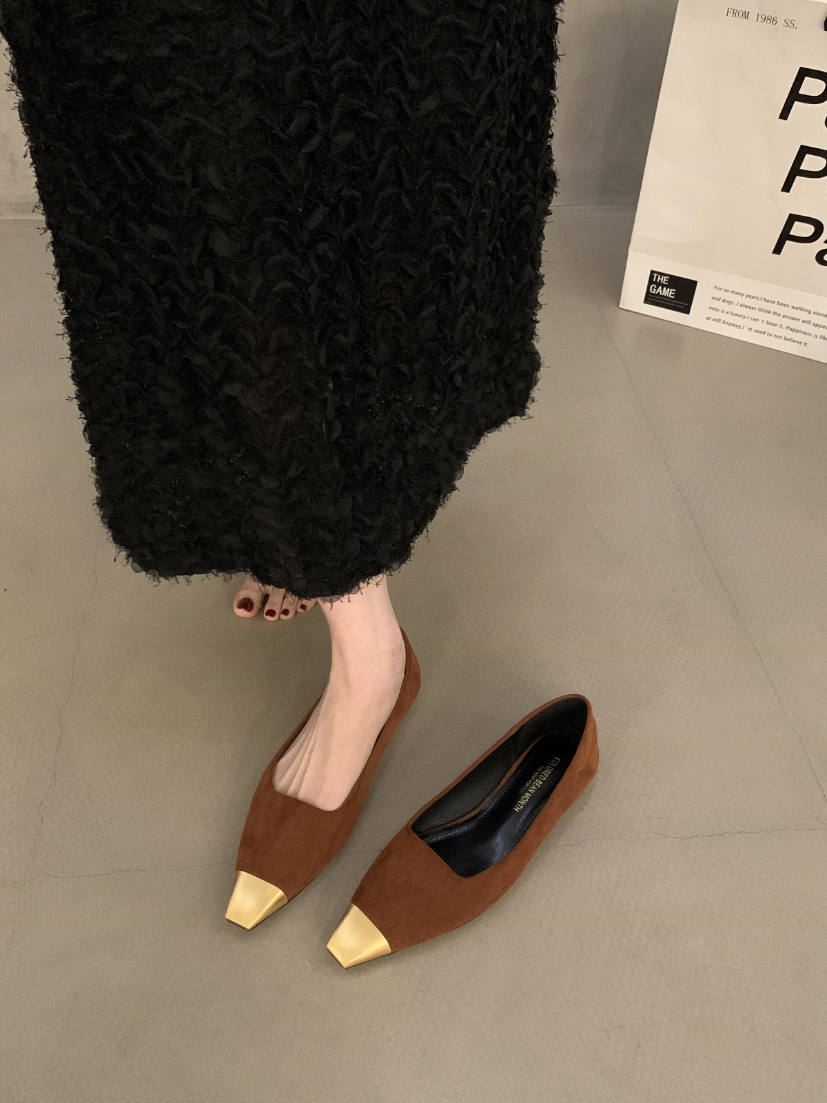Temperament socialite single female 2025 new spring and summer pointy flat ballet shoes
