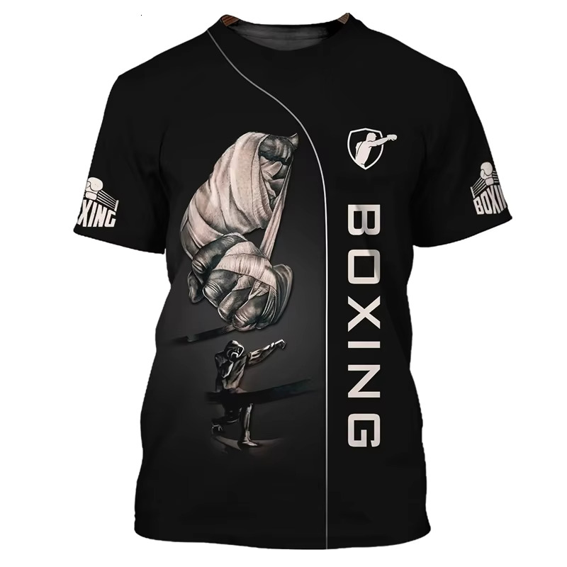 Trendy Boxing T shirt For Men Creative 3D Music Theme Printed t-shirts Men Women Short Sleeve Tops Street Personality Sports Tee