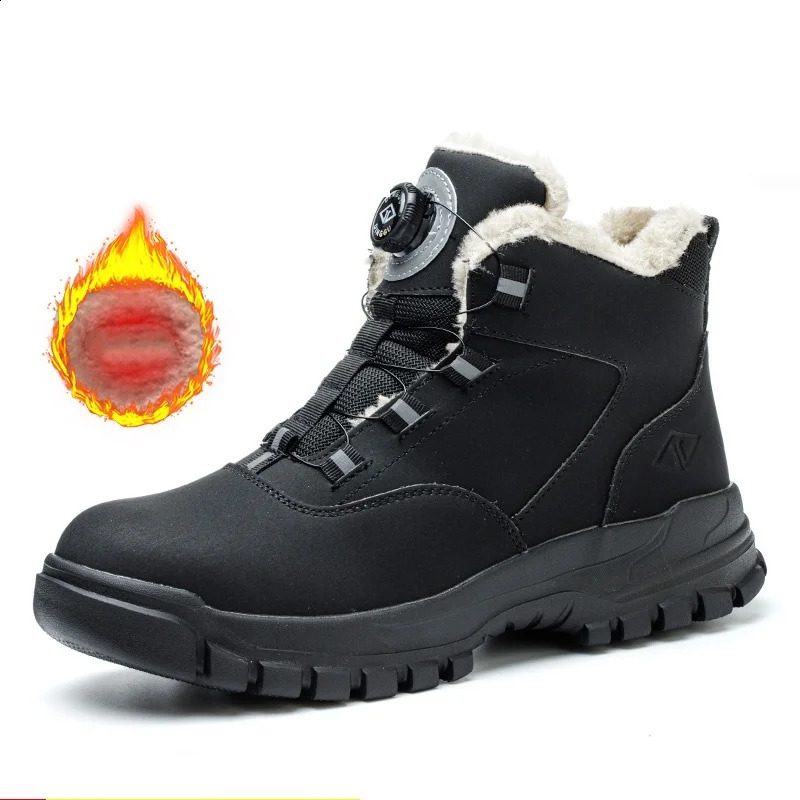 WOUDHONY Work Shoes Men Anti-smashing Anti-puncture Safety Shoes Rotating Buttons Autumn Winter Protective Work Safety Boots 250120