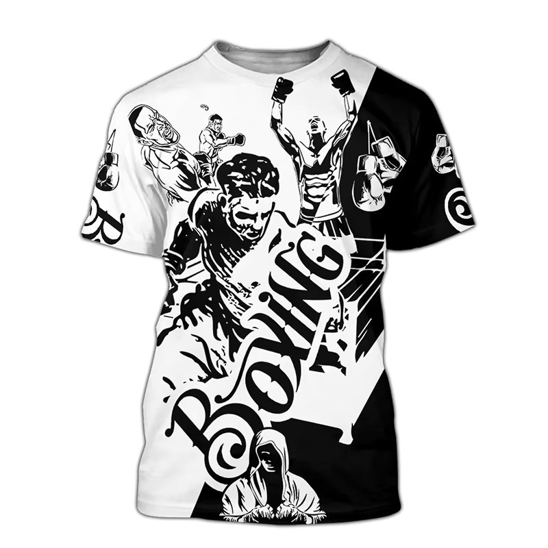 Boxing Training T-shirt Tough Guy Boxer Graphic T Shirt for Men Clothing Quick Dry Tshirt Unisex Gym Fitness Sports Short Sleeve
