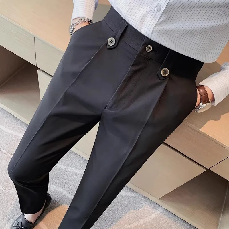 Spring Autumn Smart Casual Suit Pants Men Solid Color Slim Fit Office Fomal Wedding Party Dress Pants Mens White Suit Trousers 250122