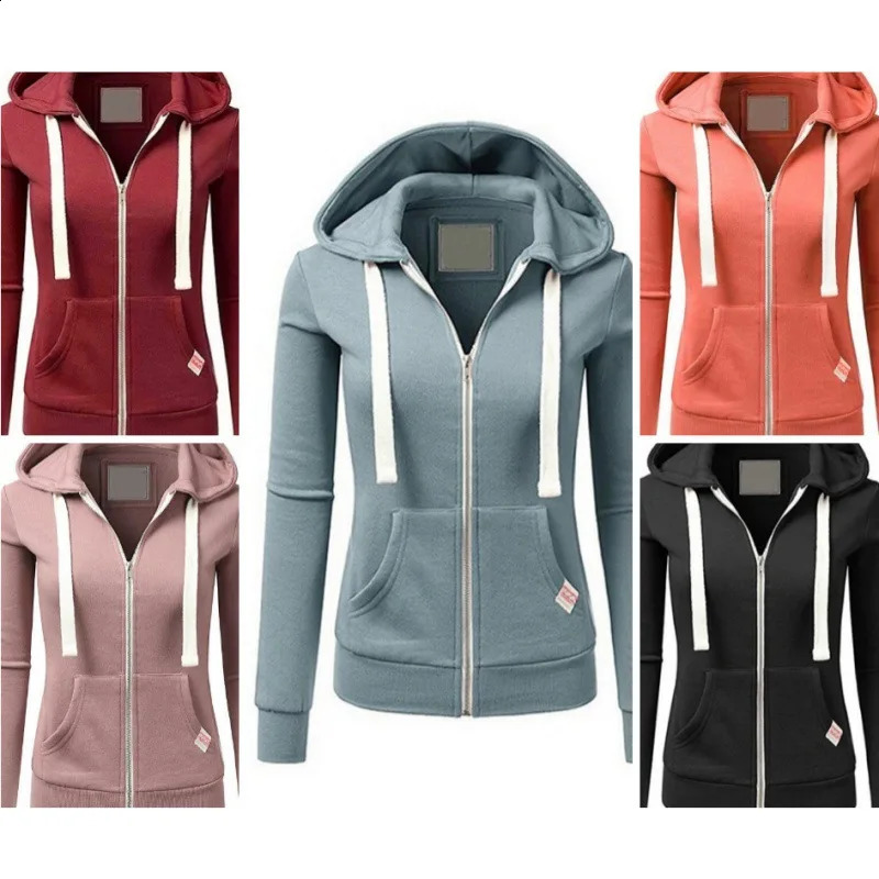AutumnWinter Womens Personalized Fashion Sports Hoodie Long Sleeve Drawstring Pocket Zipper Coat Woolen Sweater Top 250122