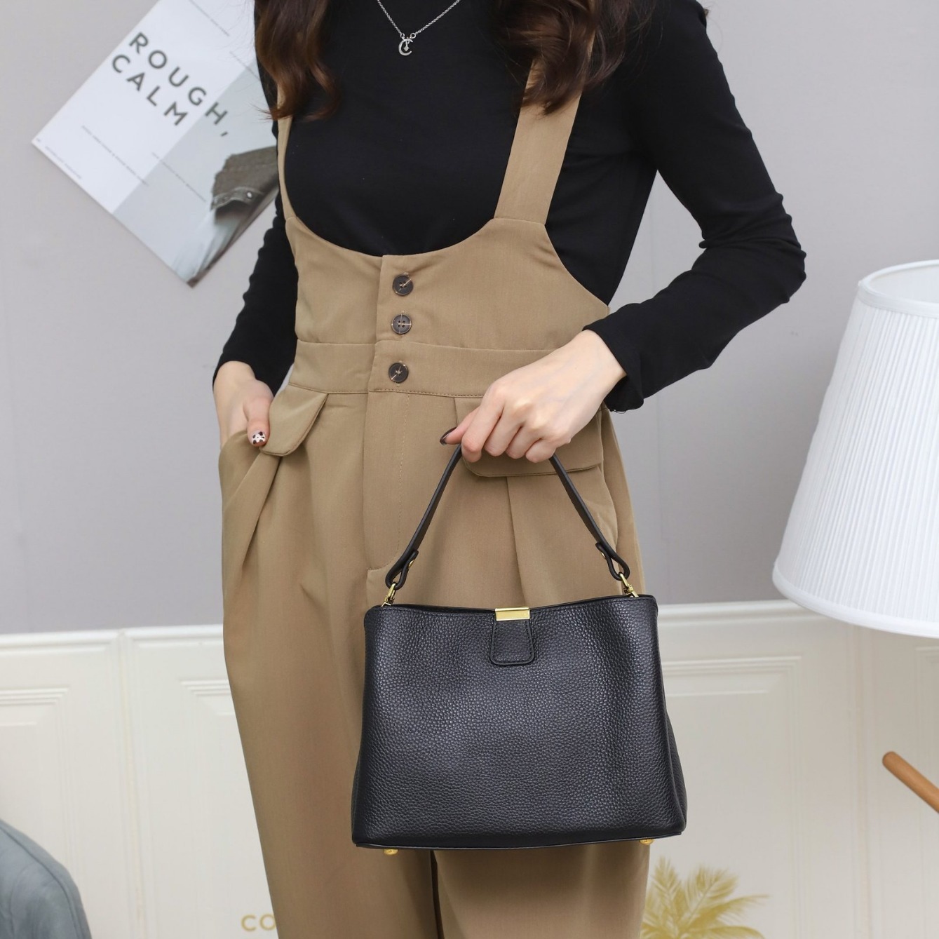 Bag Genuine Leather 2024 New Autumn And Winter Women's Versatile, Stylish, Simple, Top Layer Cowhide Handbag, Crossbody Bag For Women