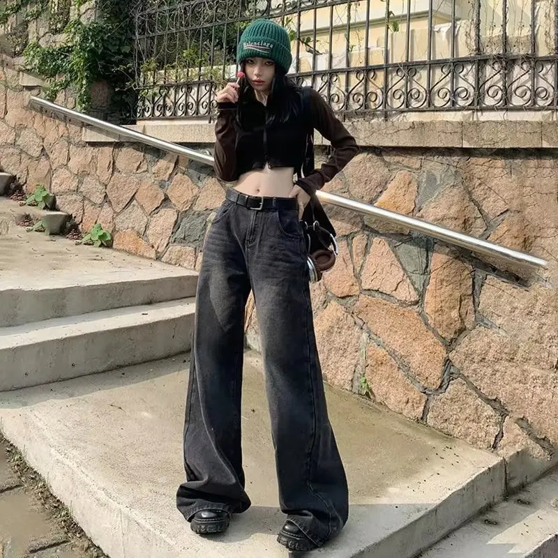 Wide Leg Jean Korean Fashion Harajuku Baggy Denim Trousers Oversized Streetwear Vintage Spring and Autumn Casual Pants 250121