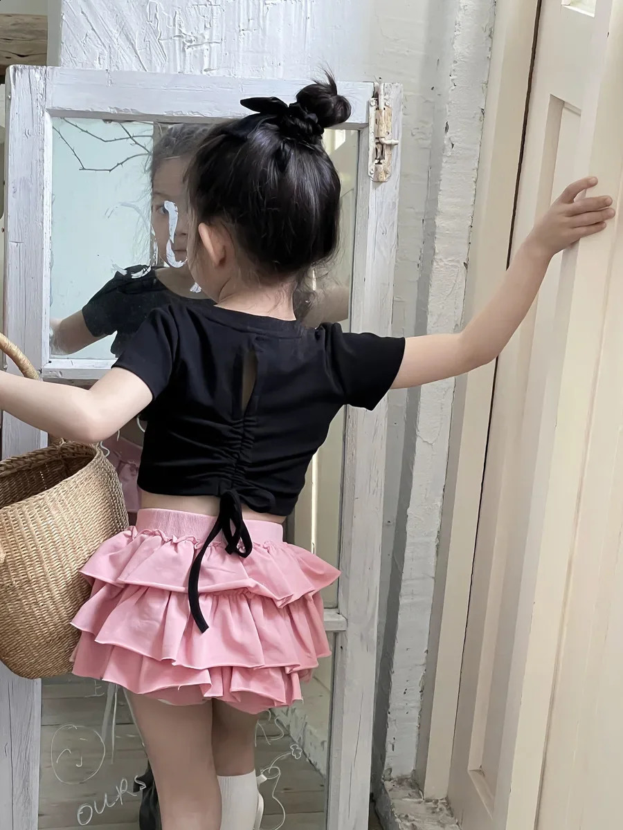 Girl Skirt Princess Girls Summer Korean Style Ballet Style Cake Short Children A-line Skirt Baby Girl Fashion Solid Half Skirt 250206