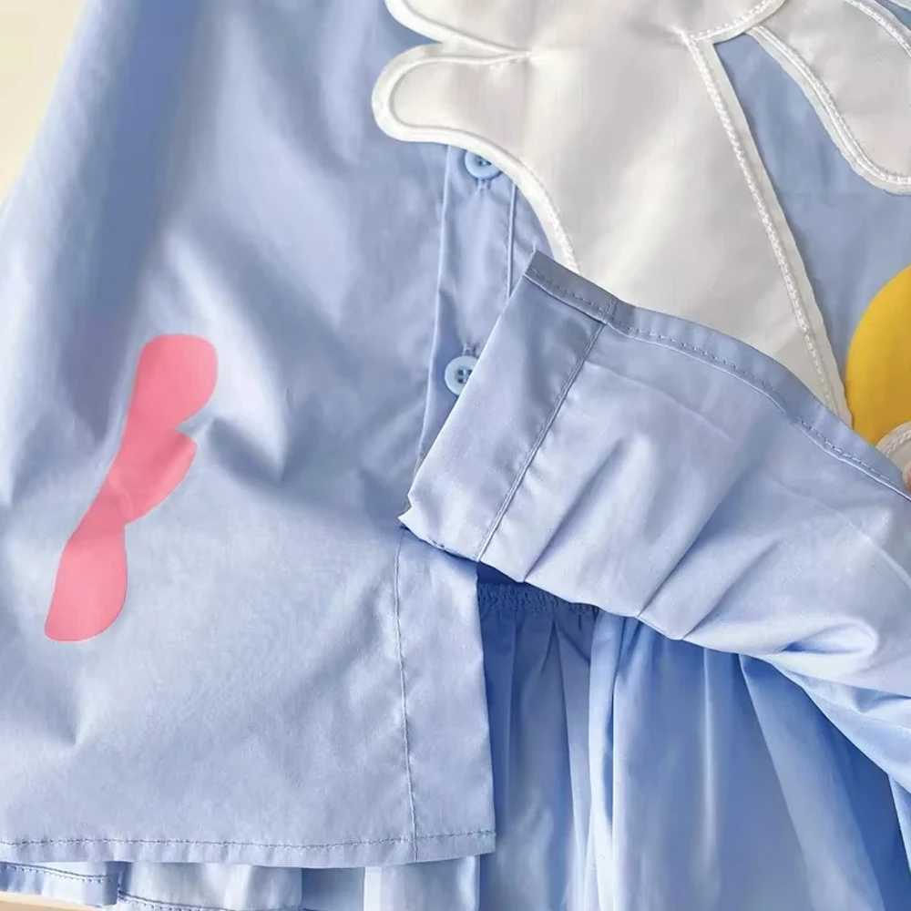 Baby Girls Dresses Kids Short Sled Cartoon Dress Toddler Blue Ce 2024 1 To 8 Yrs Childrens Korean Style Clothing Y250206