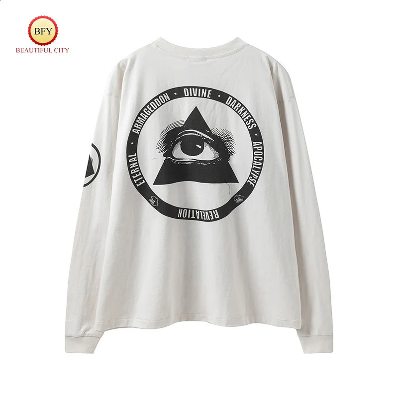 Autumn Saint Cross Printed Hip Hop Casual Loose Round Neck Mens Womens Long Sleeve T-Shirt Tee 250206