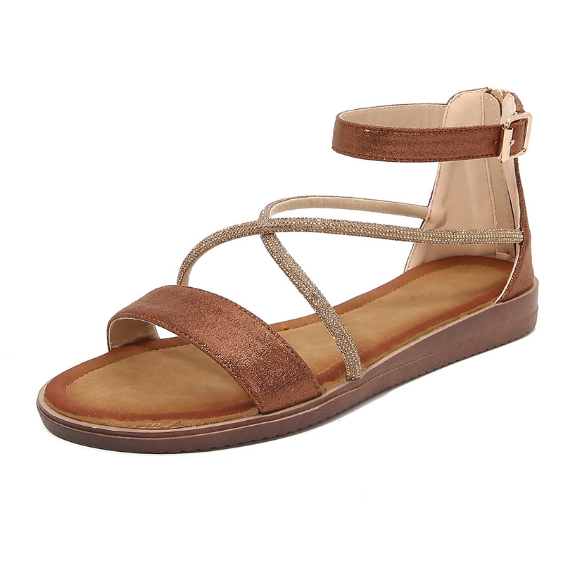 Women Sandals Flat hot Bottom Fashion Plus Size Simple Style Triple Black Brown Gold Sier Free shipping