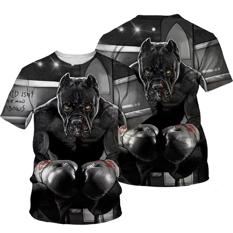 Summer Animal Boxing Dogs 3D Print T-Shirts Men Women Casual Fashion Streetwear O-Neck Oversized T Shirt Kids Tees Tops Clothing