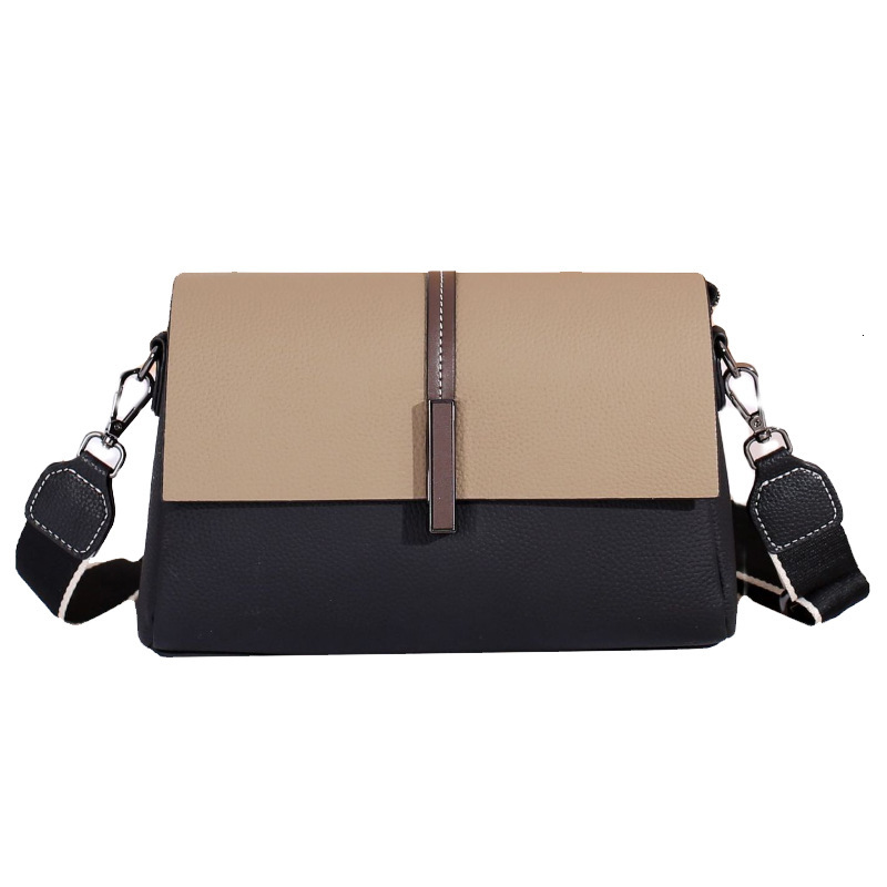 Bag Genuine Leather Fashion Texture 2023 New Women's Popular Contrast Color Crossbody Fashionable Versatile Small Square Bag