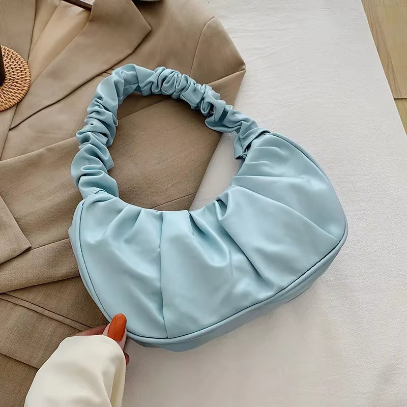 Fashion Pleated Handlebags For Women PU Cloud Leisure Armpit Bag Shopping Shoulder Dumpg Handbag Female Hand Bags PU Gender Neutral