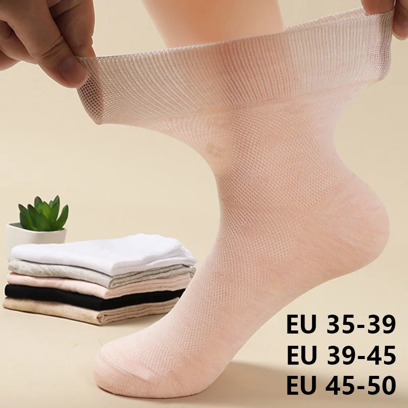 10pcs=5 Pairs High Elasticity Prevent Varicose Veins Socks Women Mens Diabetics Patients Cotton Loose Plus Size Prue Color Socks 250121