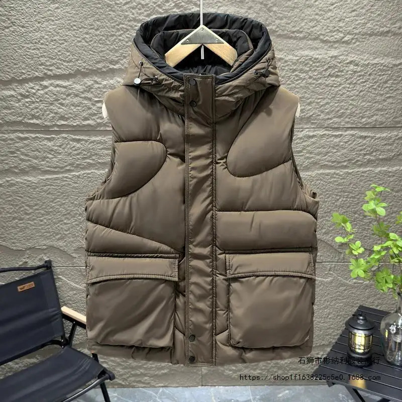 Mens Vest Autumn Warm Sleeveless Jackets Male Winter Casual Waistcoat Vest Plus Size Zipper Pocket Coat Homme Clothing 250206