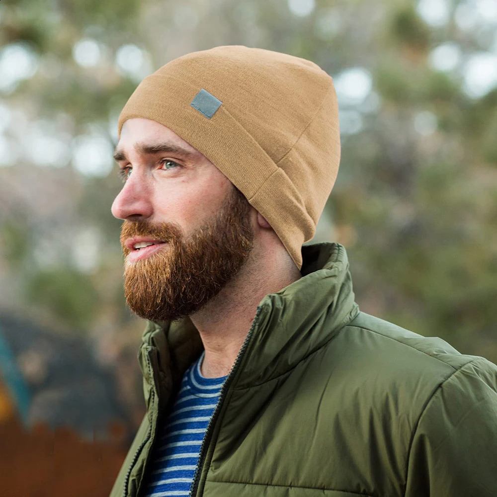 Unisex Merino Wool Cuff Beanie Hat 100% Merino Wool Ridge Cuff Wool Beanie 2 Layer Warm Wool Hat Men Women Beanie Cap Gift 250120