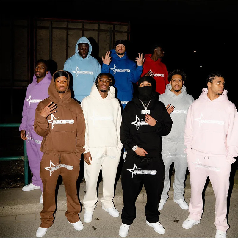 2 Piece Set Letter Printing Streetwear Y2K Mens Hip Hop Oversized Hoodie Sweatshirt Sweatpant Casual Pants Sportswear 250110