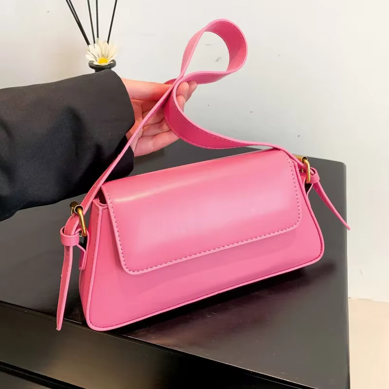 Retro Solid Color Shoulder Bags For Women Winter PU Leather Lady Underarm Bag Vintage Handbags And Purse PU Vintage
