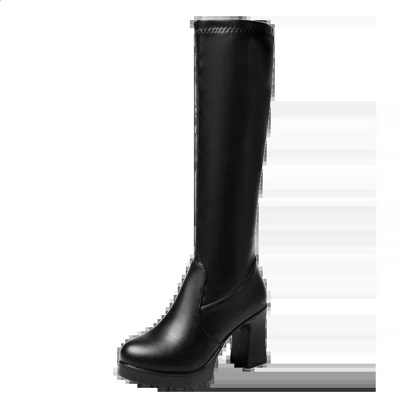 Fashion Shoes for Women Side Zipper Womens Boots Winter Pointed Toe Plush Fleece Warmth Solid High Tube Knight 250117