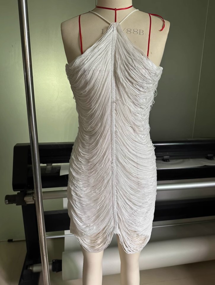 Casual Dresses Summer Elegant Temperament Women Prom Gown Fashion Solid Tassels Suspender Sexy Hollow Out Sleeveless Party Mini