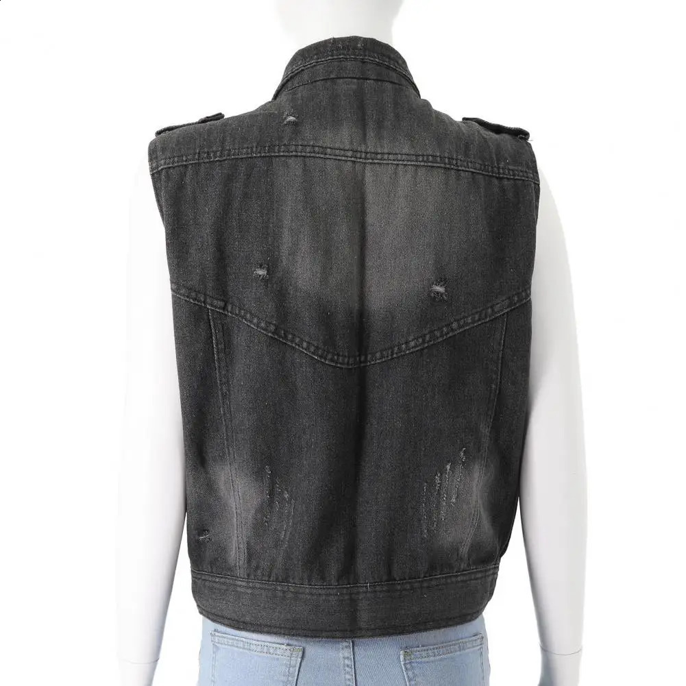 Fashion Denim Women Mens Rivet Denim Vest Punk Party Studded Slim Fit Jean Jacket Male Sleeveless Waistcoat For Men Waistcoat 250206